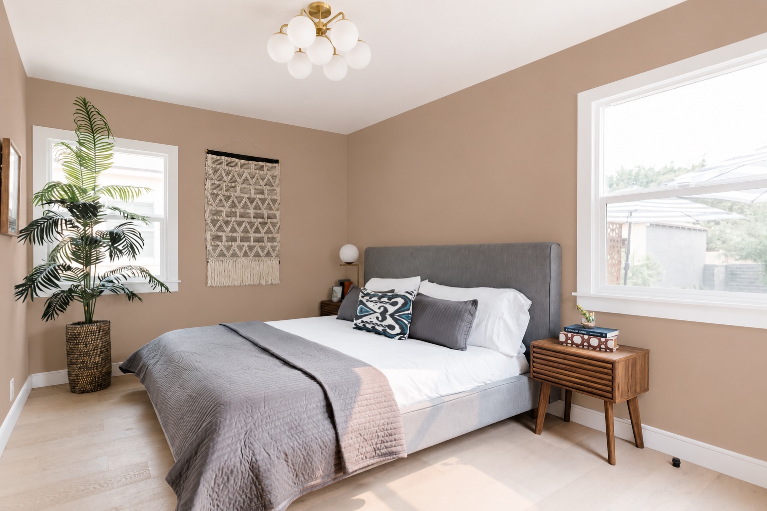 Taupe wall preview in the default room during evening light.