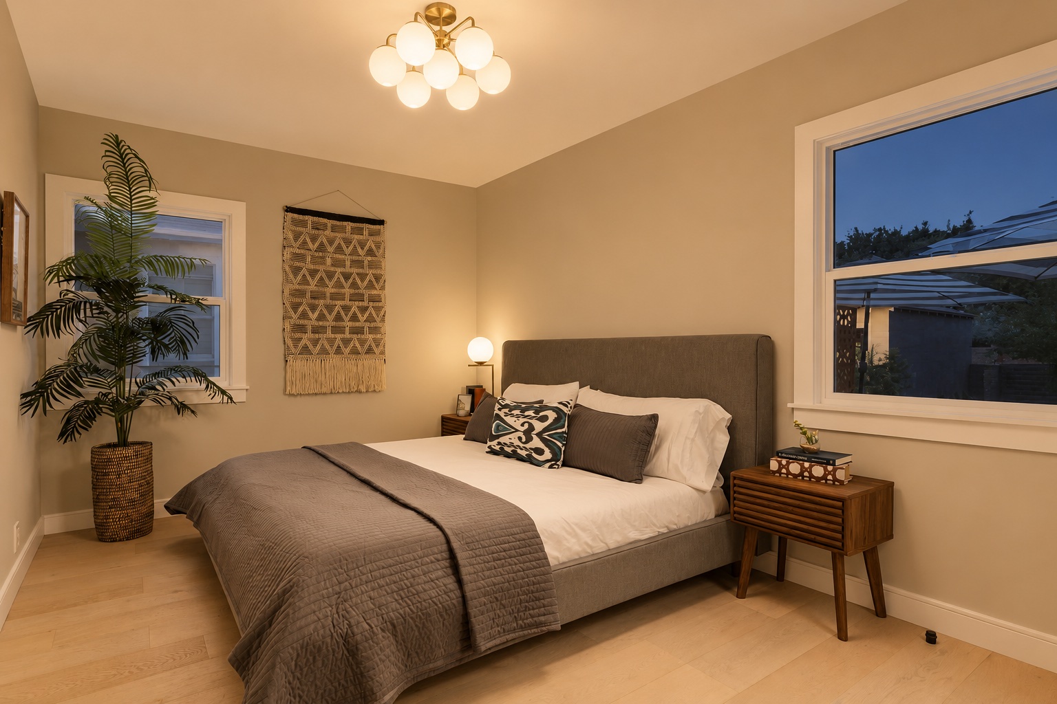 Beige wall preview in the default room during evening light.