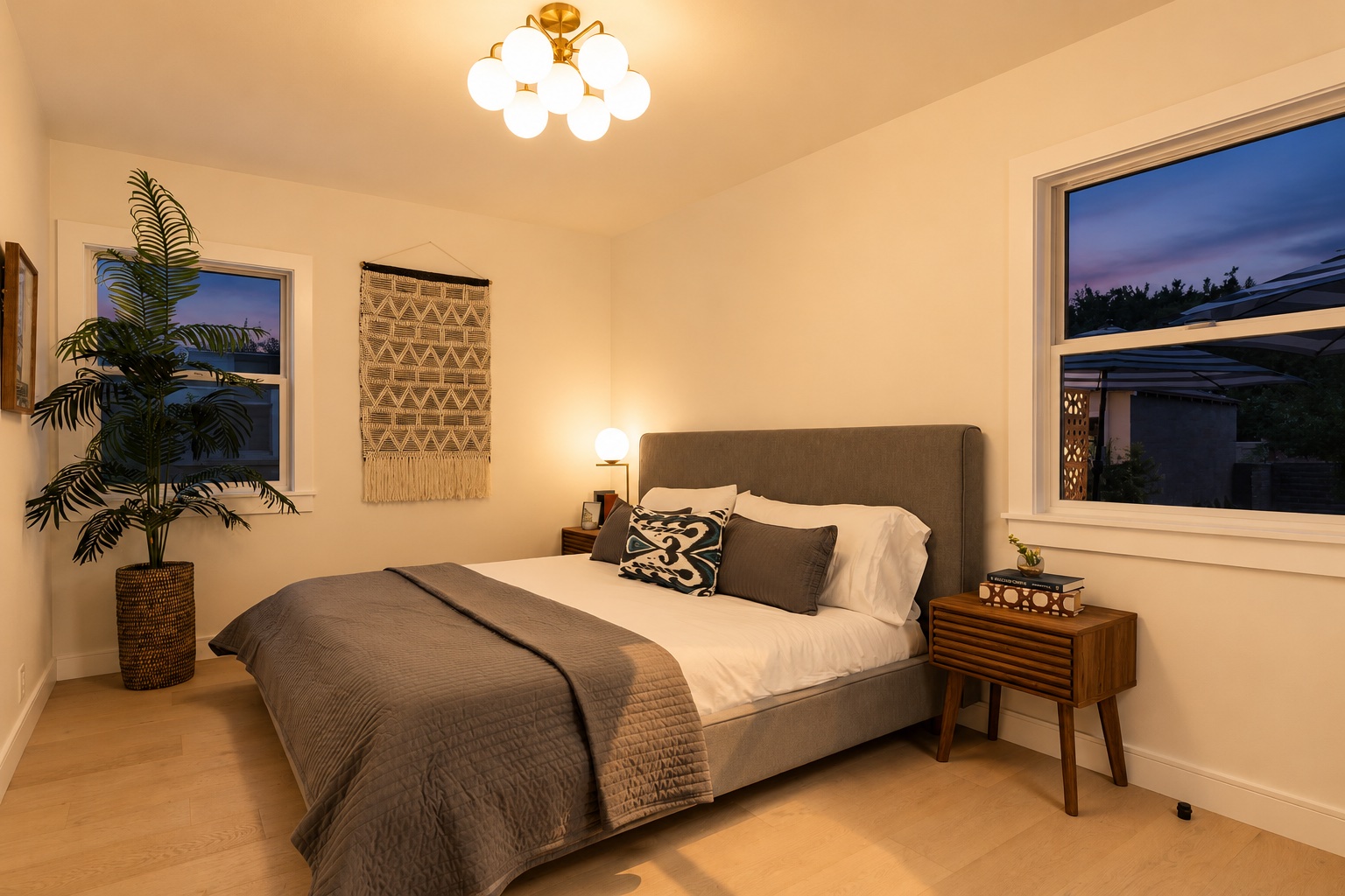 Warm White wall preview in the default room during evening light.